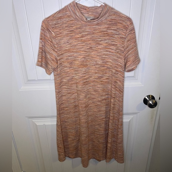 Loft mock turtle neck short sleeve marbled dress - Picture 2 of 7